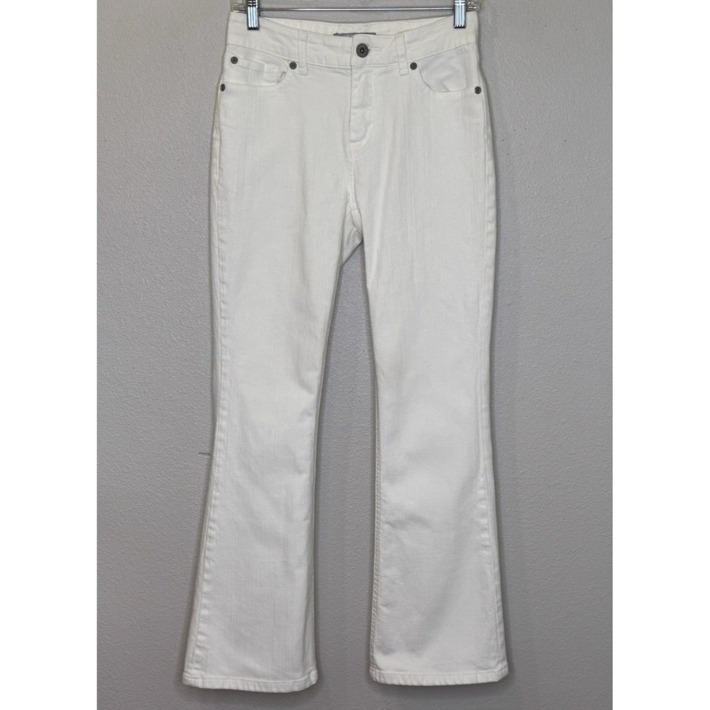 Chico's Platinum Jeans Womens Size 00 Short White Bootcut‎ Flare Cotton Blend